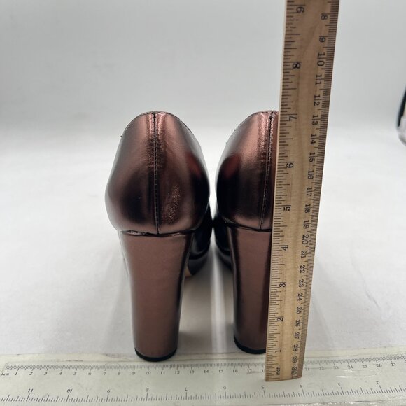 miss left Brown Low Platform Chunky High Heel Slip On Closed Round Toe Pump - Picture 5 of 8